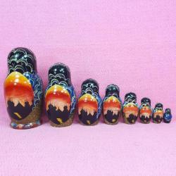 VINTAGE RUS EL BOYAMA 8 ADET MATRUŞKA SET