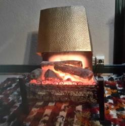 Antika elektrikli ,şömine görünümlü el yapımı soba,