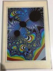 Efemera - HEDİYE KARTPOSTALI, ÇİFT YAPRAK, MAVİ TONLARI AĞIRLIKLI DESENLERDEN OLUŞAN SOYUT BİR RESİM ÇALIŞMASI, İÇİ YAZILI, RENKLİ, 11 X 17 CM EBADINDA - 1940'LAR, 1950'LER, 1960'LAR, 1970'LER 1980'LER - kitantik - kitaLog