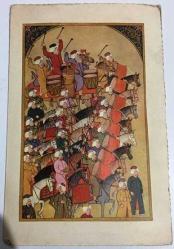 HEDİYE KARTPOSTALI, ÇİFT YAPRAK, OSMANLI DÖNEMİ TÜRK MİNYATÜR SANATI, OSMANLI ORDUSU, ARKASI YAZILMAMIŞ, RENKLİ, 10 X 16 CM EBADINDA - 1940'LAR, 1950'LER, 1960'LAR, 1970'LER 1980'LER