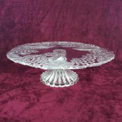 VINTAGE KABARTMA MEYVELER TASVİRLİ BÜYÜK BOY AYAKLI PASTA KEK SUNUM TABAĞI ÇAP 33 cm