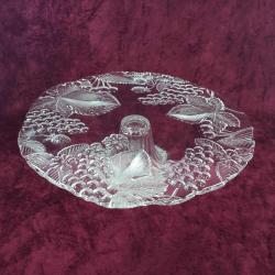 VINTAGE KABARTMA MEYVELER TASVİRLİ BÜYÜK BOY AYAKLI PASTA KEK SUNUM TABAĞI ÇAP 33 cm