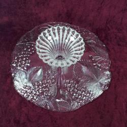 VINTAGE KABARTMA MEYVELER TASVİRLİ BÜYÜK BOY AYAKLI PASTA KEK SUNUM TABAĞI ÇAP 33 cm