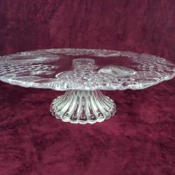 VINTAGE KABARTMA MEYVELER TASVİRLİ BÜYÜK BOY AYAKLI PASTA KEK SUNUM TABAĞI ÇAP 33 cm