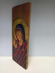 Antika Büyük El Boyama Ahşap İkona