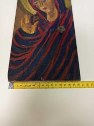 Antika Büyük El Boyama Ahşap İkona