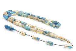 Antika - Mehmet Hızarcı Usta İşçilikli Şeffaf Mavi Sıkma Kehribar Tesbih - kitantik - kitaLog