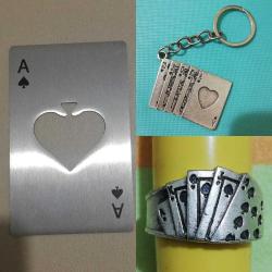 Gümüş renk poker Oyun Kağıdı Şeklinde yüzük anahtarlık açacak metal set takı aksesuar tasarım hobi koleksiyon dekor hediye nostalji vintage süs