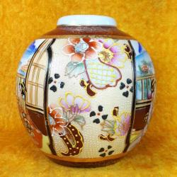 VINTAGE RESİMLİ ALTIN YALDIZ EL DEKORLU ÇİN PORSELEN VAZO