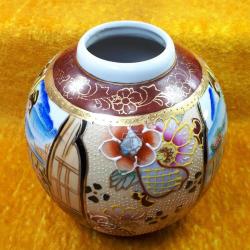 VINTAGE RESİMLİ ALTIN YALDIZ EL DEKORLU ÇİN PORSELEN VAZO