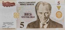 (5) BEŞ YENİ TÜRK LİRASI 8.EMİSYON ÇİL+++ ( E39 83 1839 )