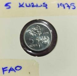 1975 Fao 5 Kuruş ( Aile Planlaması Herkes İçin Yiyecek ) Çil+++