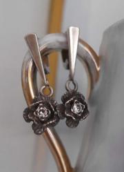 Vintage gümüş küpe 925 ayar Güller