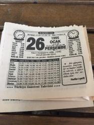 Efemera - TAKVİM YAPRAĞI 26 OCAK 1995 - kitantik - kitaLog
