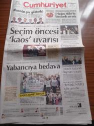 Cumhuriyet Gazetesi - 1 Ekim 2022 - Anadolu Efes Başantrenörü Ergin Ataman - Vladimir Putin Toprak Kazandı Düşman Yarattı - Altılı Masada Güç Gösterisi - AKP'nin Mersin Saldırısını CHP'ye Bağlaması 2015'i Anımsattı - Meral Akşener - Kemal Kılıçdaroğlu - Temel Karamollaoğlu - Helsinki NATO İçin Umutlu