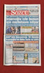 Sözcü Gazete 13 Nisan 2019 Esat Palazoğlu,Cübbeli Ahmet Hoca(Mahmut Ünlü),Ekrem İmamoğlu,Can Bartu Uğurlanıyor,Ahmet Türk,Metin Oktay,Andre Ayew,Victor Moses,Younes Belhanda,Emre Akbaba,Sofiane Feghouli,Henry Onyekuru,Aziz Yıldırım,Ali Koç,Burak Yılmaz,Adem Ljajic,Edin Visca,Robinho,Kostas Sloukas,Rıza Kayaalp,Engin Akyürek,Berat Yenilmez
