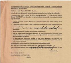 Milli Eğitim Bakanlığı Kemal Eroğlu Müzik ve Bale Kursları Ücret Tarifesi