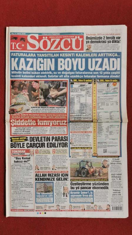 Sözcü Gazete 9 Nisan 2018 Kazığın Boyu Uzadı Temel Karamollaoğlu  