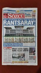 Sözcü Gazete 7 Eylül 2014 RANTSARAY ! ,Ünal Aysal,Dirk Kuyt,Demba Ba,İsmail Kartal,Diego Ribas,Goran Pandev,Oscar Cardozo,2014-15 Sezonu Fikstürü Afişi,Halil Yalçınkaya,Barack Obama,Muharrem İnce,Torunlar GYO Arazisinde Asansör Kazası 10 Ölü,Vodafone Reklamı