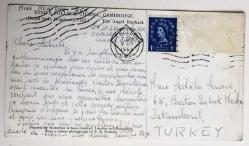 HEDİYE KARTPOSTALI, BİRLEŞİK KRALLIKTAKİ BİR KİLİSEDEN ''MELEK RAPHAEL'' ADLI TABLO, ARKASI YAZILI VE PULLU, RENKLİ, 8,5 X 15 CM EBADINDA - 1940'LAR, 1950'LER, 1960'LAR, 1970'LER 1980'LER