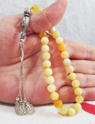 GÜMÜŞLÜ HaKiKi BALTIK DaMLa KEHRİBAR 33 Lük TESBİH...**...8mm