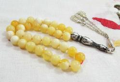 GÜMÜŞLÜ HaKiKi BALTIK DaMLa KEHRİBAR 33 Lük TESBİH...**...8mm
