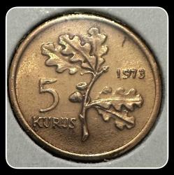 1973 Yılı 5 KURUŞ - ÇİL (TCM73)