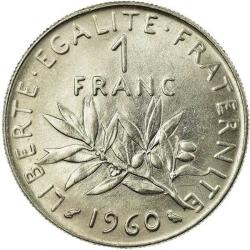 FRANSIZ FRANGI 1 FRANC KOLEKSİYON SETİ (4 ADET 1960, 1965, 1977, 1991 TEDAVÜL MADENİ PARALAR)