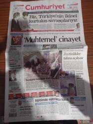 Cumhuriyet Gazetesi - 9 Kasım 2014- Karatede Çifte Zafer - Deniz Gezmiş Mektupları Yazı Dizisi - Cemil Gezmis- Poyraz Ali Cezaevinde Büyüyor - Zeytinlikler Talana Açılıyor - Sınırda Vurulan Kader Ortakaya İçin Tartışmalı Otopsi Raporu - Ermenekte Madenci Kazası - Katalonya Madrid'le Bilek Güreşi - Alevi Açılımından Bilet Çıktı