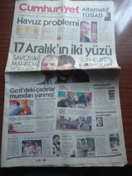 Cumhuriyet Gazetesi - 17 Nisan 2015 - Reza Zarrab Beşiktaş Takımından Loca Almış - Alternatif TÜSİAD - Vergi Nedeniyle ABD Vatandaşlığından Çıkan Ömer Faruk Kalyoncu Kim - 17 Aralık'ın İki Yüzü - Ethem Mahçupyan'a Soykırım Cezası - Gezi'deki Çadırlar Mumdan Yanmış - Ali Ağaoğlu'ndan Küfürlü Baskın