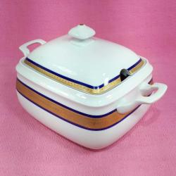 VINTAGE SCHERZER BAVARIA GERMANY ALTIN YALDIZ DEKORLU KOBALT PORSELEN ÇORBALIK