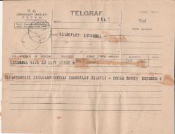 Efemera - 1941 TARİHLİ İSTANBUL DAMGALI PTT TELGRAF - kitantik - kitaLog