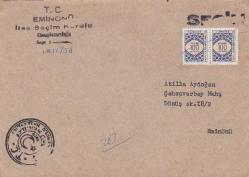 Efemera - EMİNÖNÜ İLÇE SEÇİM KURULU ANTETLİ RESMİ PULLU ZARF - kitantik - kitaLog
