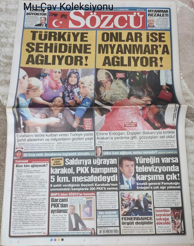 Sözcü Gazetesi 11 Ağustos 2012 Emine Erdoğan Ahmet Davutoğlu  