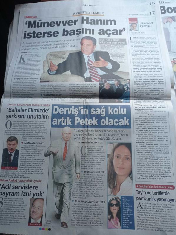 Milliyet Gazetesi 4 Aralık 2002 Bülent Arınç Eşim Münevver  