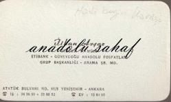 Efemera - Kartvizit: İlhan Avşar, Jeoloji Yüksek Mühendisi - ETİBANK Güneydoğu Anadolu Fosfatları Grup Başkanlığı - kitantik - kitaLog