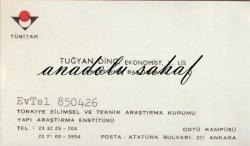 Kartvizit: Tuğyan Dinç, Ekonomist Araştırma Baş Uzmanı - TÜBİTAK