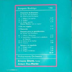 Joaquín Rodrigo Concierto de Aranjuez Fantasía para un gentilhombre Philharmonia Orchestra Ernesto Bitetti Antoni Ros-Marbà