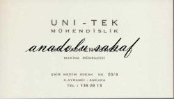 Kartvizit: Hasan Eryürek, Makina Mühendisi - UNI TEK Mühendislik, Ankara