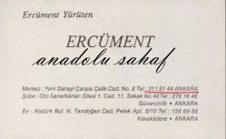Kartvizit: Ercüment Yürüten - Ercüment Oto Tamir, Ankara