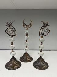 Muazzam Kristal Detaylı Mevlevi 3'lü Alem Seti