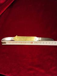 ÇAKI SÜRMENE ÇOK ŞIK VE KALİTELİ.GOLD PİRİNÇ GÖVDE.ÖZEL ÇELİK BIÇAKLAR ( KULLANILMAMIŞ) 160