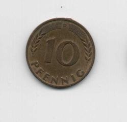 Almanya 10 Pfennig 1950-D (mp0882)