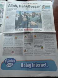 Milliyet Gazetesi - 13 Haziran 2000 - Suriye Devlet Başkanı Hafız Esad Bugün Toprağa  Verilecek - Suriye'de Üç Gündür Allah Hafız Beşşar Sloganı Atılıyor - Ahmet Necdet Sezer Hafız Esad'ın Cenaze Törenine Katılacak - Suriye İle Savaşın Eşiğinden Barışa - Bergama Direnişçilerini Ağlatan Karar - Muammer Aksoy Ve Ahmet Taner Kışlalı Cinayetinin Kilit İsmi Ferhat Özmen Muammer Aksoy'u Susturuculu Silahla Vurdum