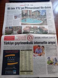 Milliyet Emlak Gazetesi -  2 Haziran 2007 - Türkiye Gayrimenkulü İnternette Arıyor - Gayrimenkul Danışmanları Sertifikalı Oluyor - Sunflower Evleri - Dolphin Villaları - Gizli Bahçe Konakları - Kırklar Vadisi Villaları - Orkide Evleri - Tepeören Koru Evleri - Zeytinsuyu Tepesi Evleri