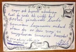 HEDİYE KARTPOSTALI, YEŞİL FON ÜZERİNE ÇAM DALLARI VE PEMBE GÜLLER, ARKASI YAZILI, RENKLİ, 10 X 15 CM EBADINDA - 1940'LAR, 1950'LER, 1960'LAR, 1970'LER 1980'LER
