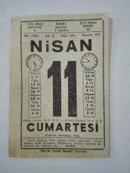 Efemera - Büyük Saatli Maarif Takvimi : 11 Nisan 1959  Cumartesi TAKVİM YAPRAĞI - kitantik - kitaLog