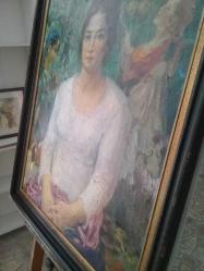 BABA ALİYEV 1915 -1990 SOVYET DÖNEMİ TÜRK RESSAMI..Trompe L'oeil SOVIET BABA ALİYEV 83X120 MONA LISA EFFECT/INFLUENCE