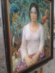 BABA ALİYEV 1915 -1990 SOVYET DÖNEMİ TÜRK RESSAMI..Trompe L'oeil SOVIET BABA ALİYEV 83X120 MONA LISA EFFECT/INFLUENCE