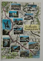 ŞEHİR KARTPOSTALI-FRANSA/NAPOLEON'UN ROTASINI GÖSTEREN HARİTA VE ÜLKENİN GÜZELLİKLERİ MİMARİ YAPILAR GÖRÜNTÜSÜ,ARKASINA YAZILMAMIŞ, RENKLİ, 12 X 16 CM EBADINDA - 1950'LER, 1960'LAR, 1970'LER, 1980'LER